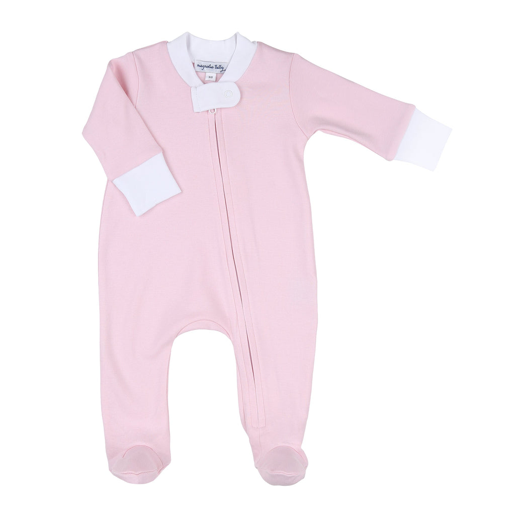 Magnolia Baby Simply Solids Zipper Footie Pink - Fun & Fancy Children's Boutique
