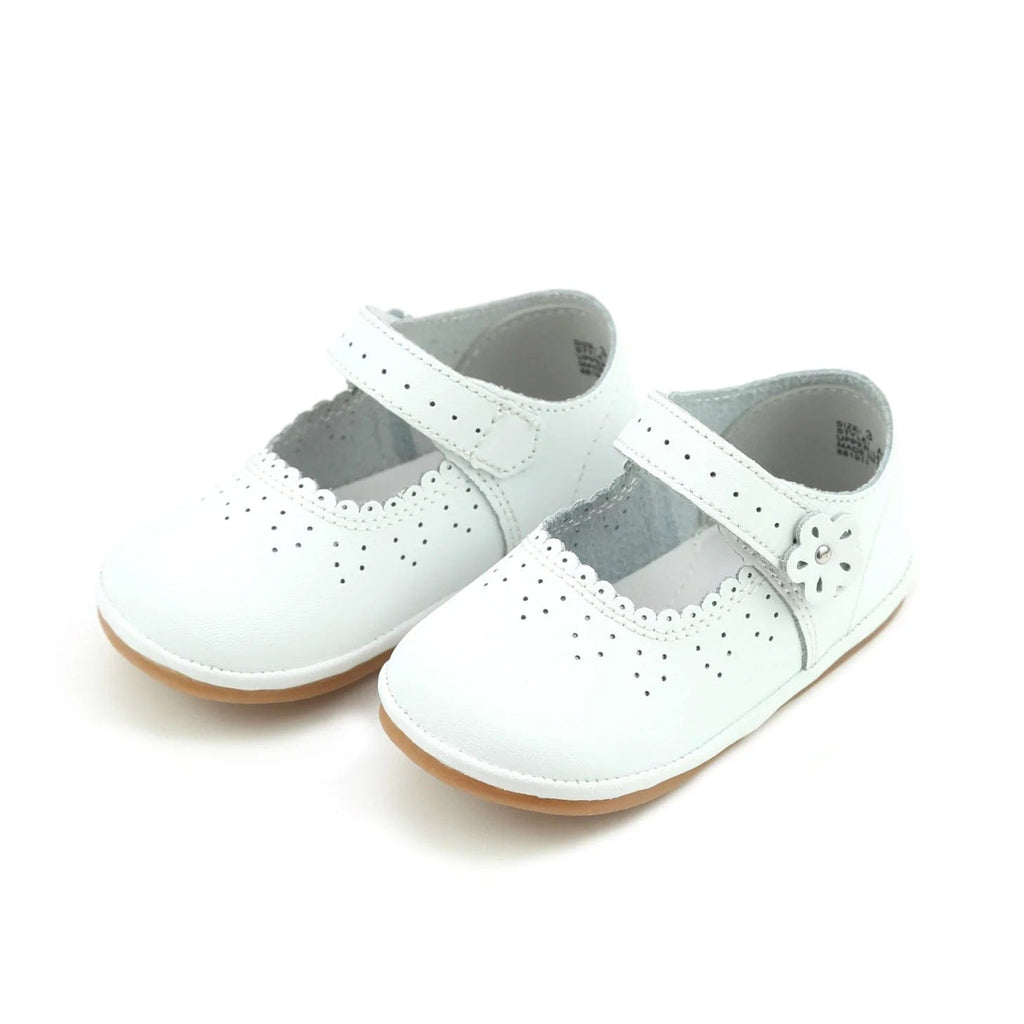 Mia Scalloped Leather Mary Jane (Baby) - Fun & Fancy Children's Boutique