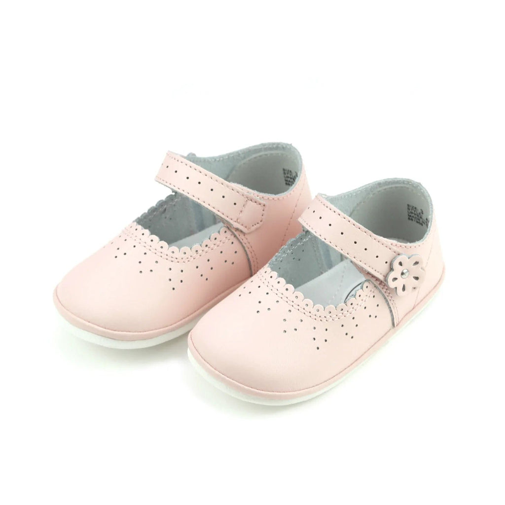 Mia Scalloped Leather Mary Jane (Baby) - Fun & Fancy Children's Boutique