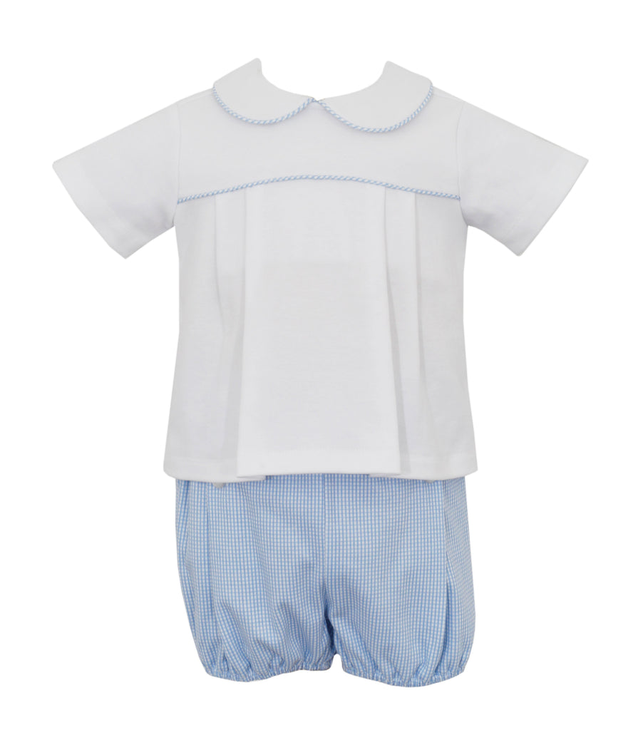 Petit Bebe Diaper Set Blue Check Knit - Fun & Fancy Children's Boutique