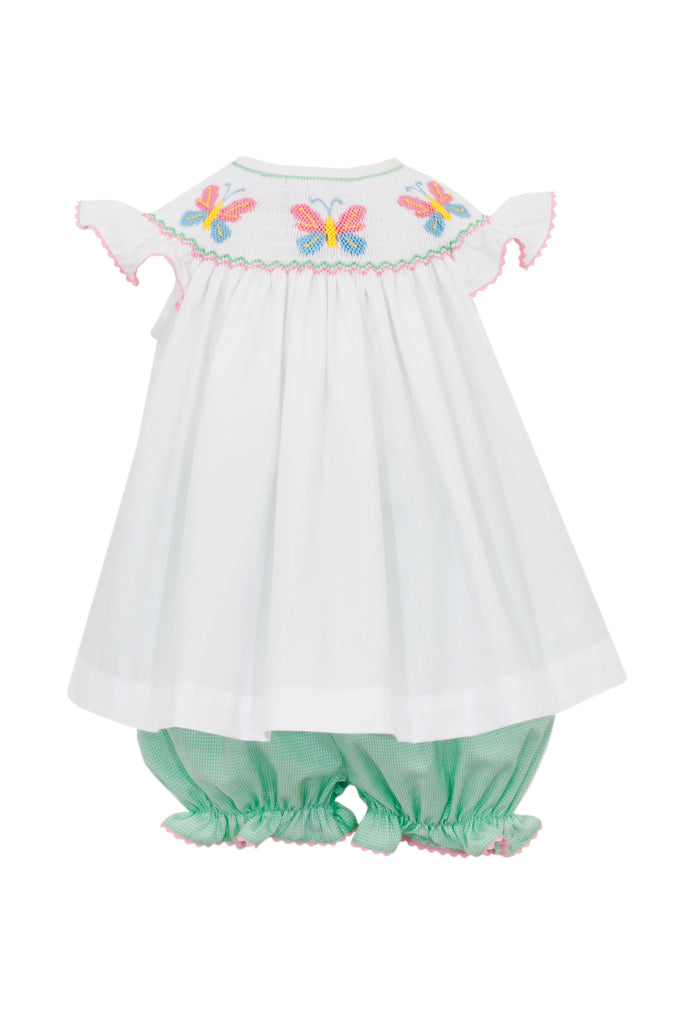 Anavini Angel Wing Bishop Bloomer Set Butterflies Green Mini Gingham - Fun & Fancy Children's Boutique
