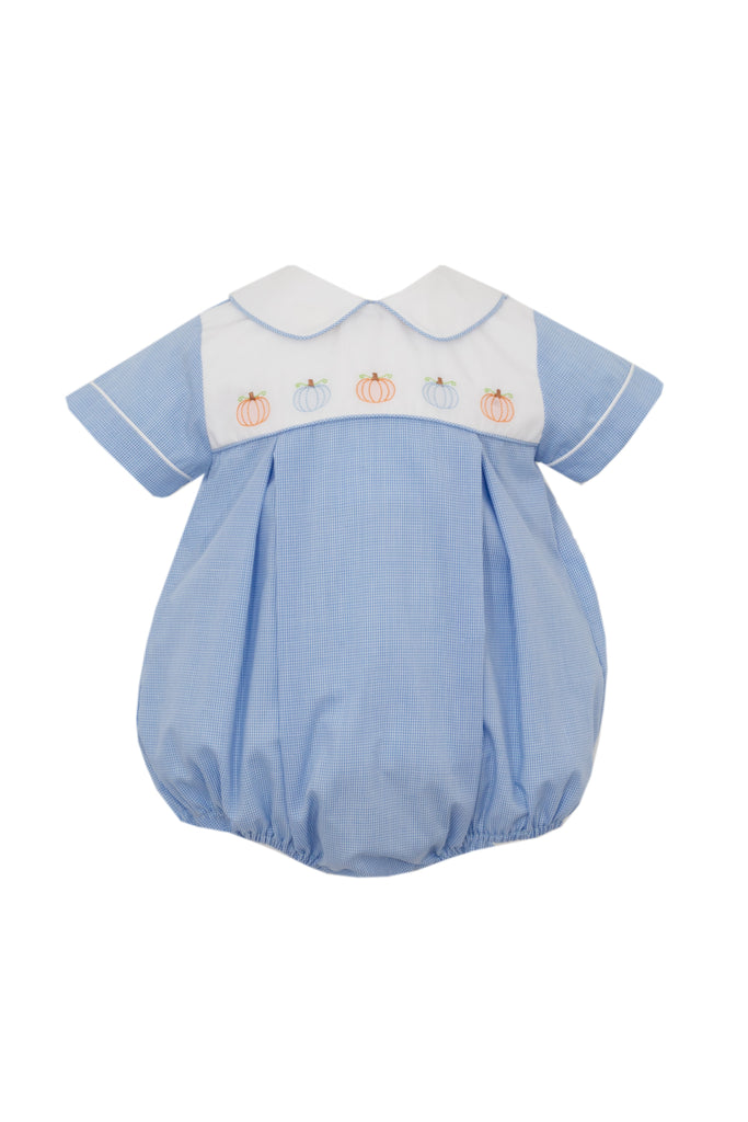 Anavini Pumpkin Bubble Blue Microgingham - Fun & Fancy Children's Boutique