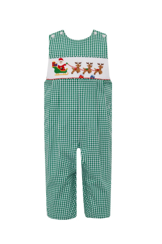 Anavini Santa Sleigh Green Gingham Jon Jon - Fun & Fancy Children's Boutique