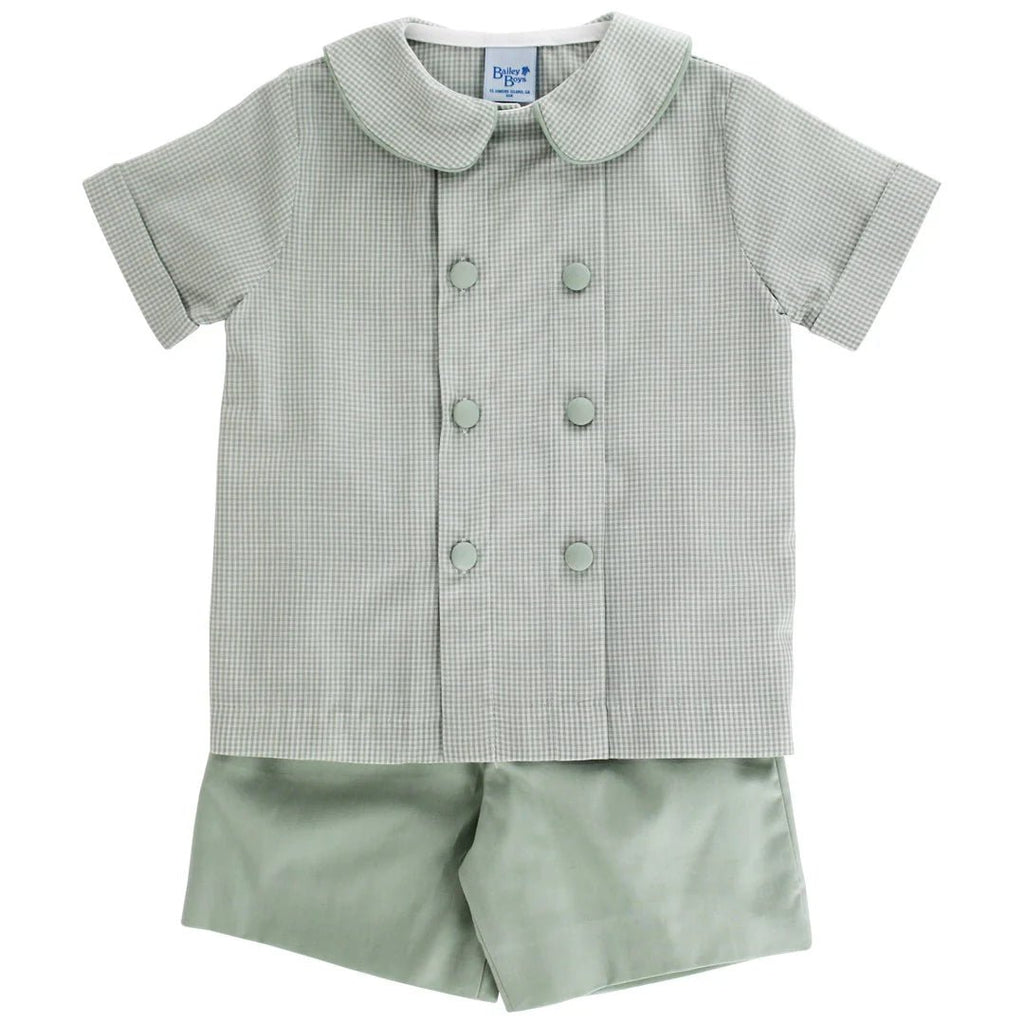 Bailey Boys Dressy Short Set Celery Check - Fun & Fancy Children's Boutique