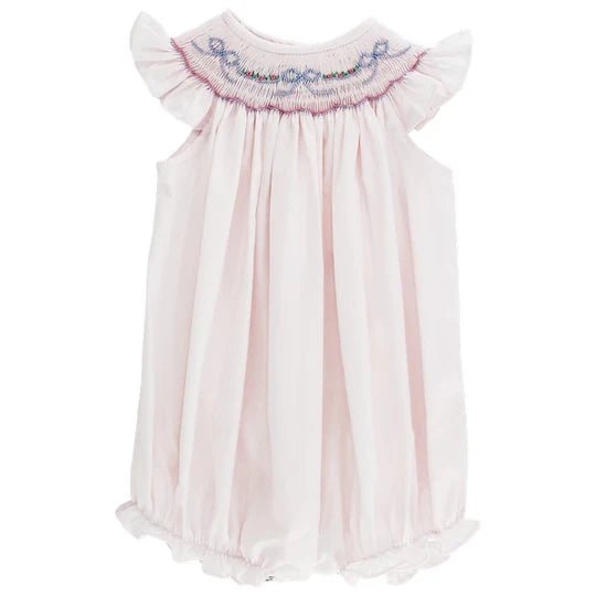 Bailey Boys Pink with Peri Bow Vine Bishop Romper - Fun & Fancy Children's Boutique