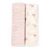 Bamboo Little Bunny & Pink Wave Swaddle Set - Fun & Fancy Children's Boutique