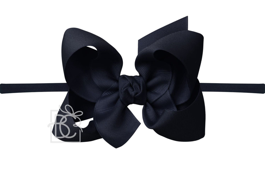 Beyond Creations Pantyhose Headband with Large Bow Dark Navy - Fun & Fancy Children's Boutique