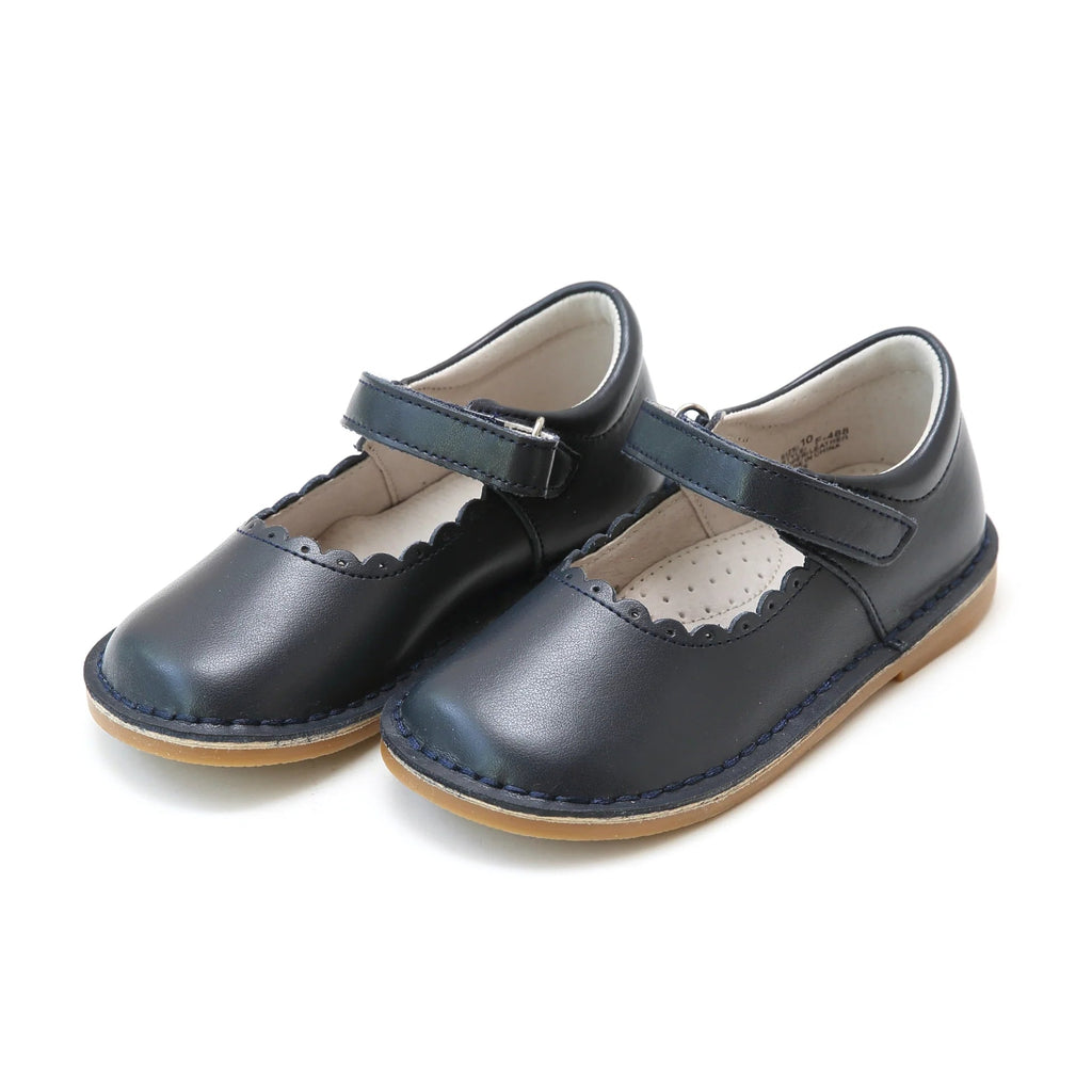 Caitlin Scalloped Mary Jane Navy - Fun & Fancy Children's Boutique