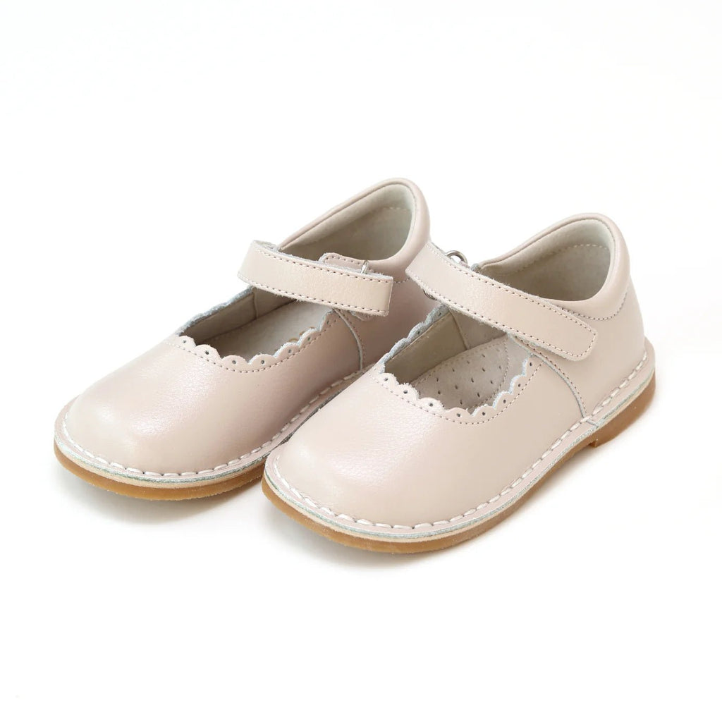 Caitlin Scalloped Mary Jane Pebble Almond - Fun & Fancy Children's Boutique