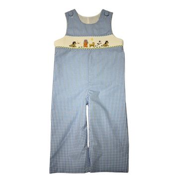 Delaney Blue Gingham Check Smocked Nativity Longall - Fun & Fancy Children's Boutique