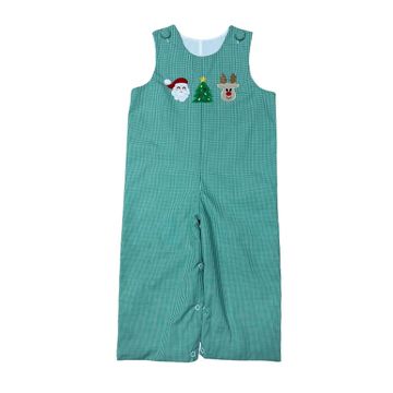 Delaney Green Gingham Applique Christmas Longall - Fun & Fancy Children's Boutique