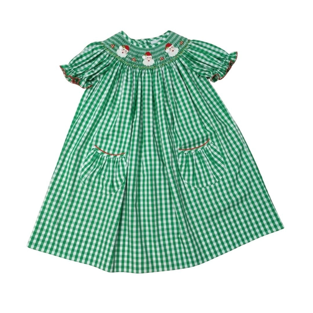 Delaney Smocked Santa Bishop Dress - Fun & Fancy Children's Boutique