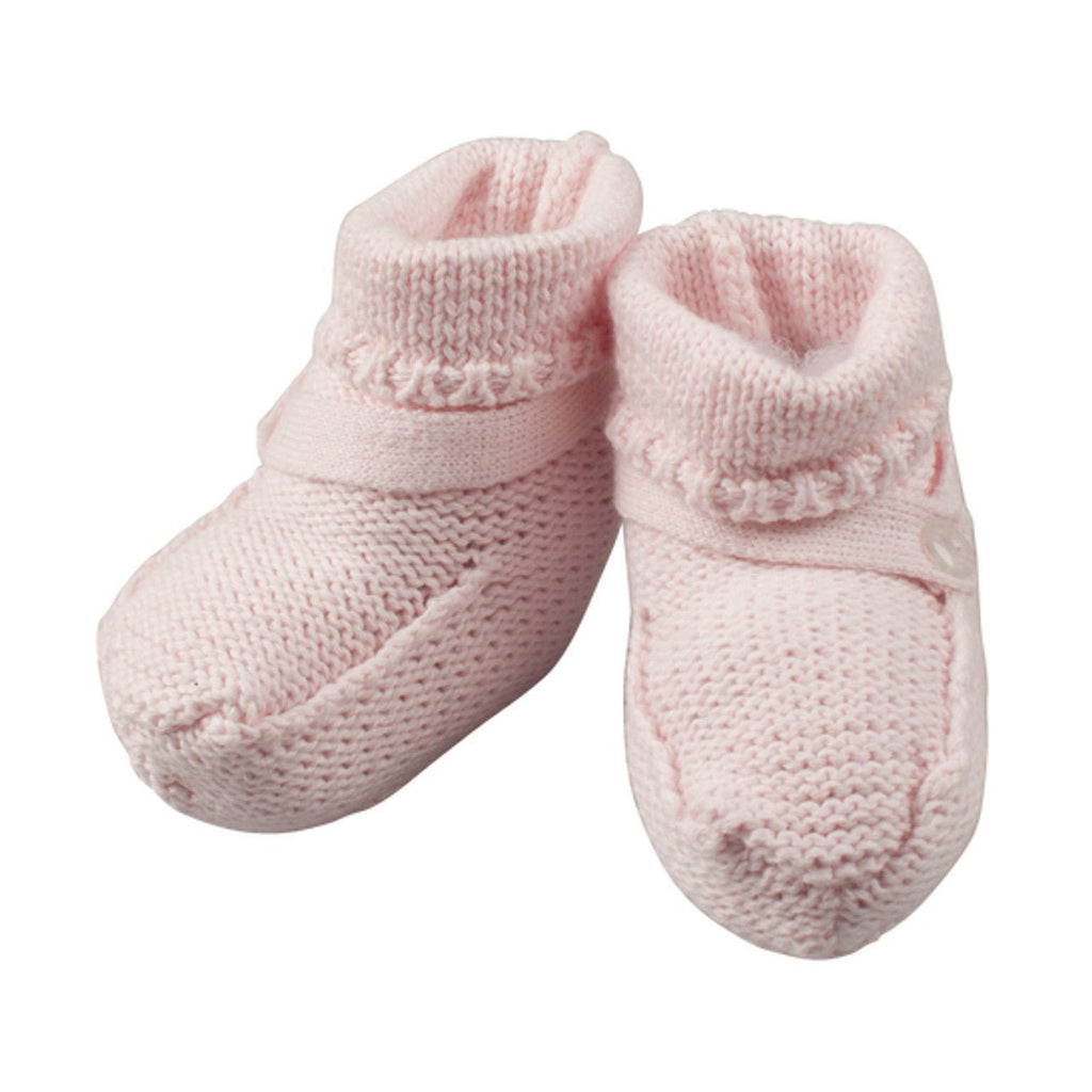 Feltman Brothers Button Strap Knit Booties Pink - Fun & Fancy Children's Boutique
