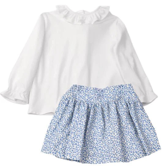 Funtasia Too Ruffle Collar Ivory Blouse/Vintage Floral Skirt - Fun & Fancy Children's Boutique