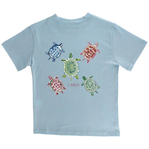 J. Bailey Girls Logo Tee, Turtles on Bayberry - Fun & Fancy Children's Boutique