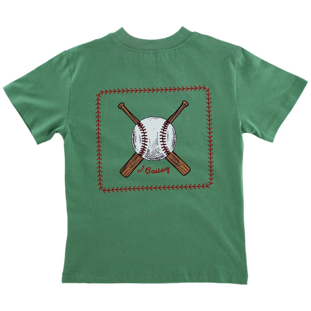 J. Bailey Logo Tee Baseball on Sage - Fun & Fancy Children's Boutique