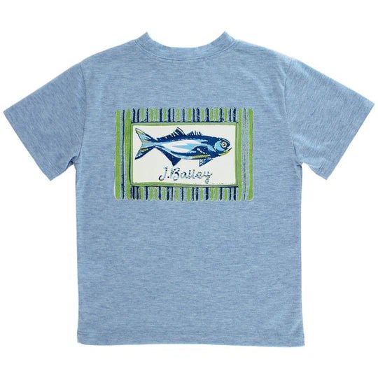 J. Bailey Logo Tee Fish on Blue - Fun & Fancy Children's Boutique