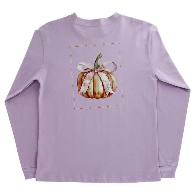 J. Bailey Long Sleeve Girls Logo Tee Pumpkin on Lavender - Fun & Fancy Children's Boutique