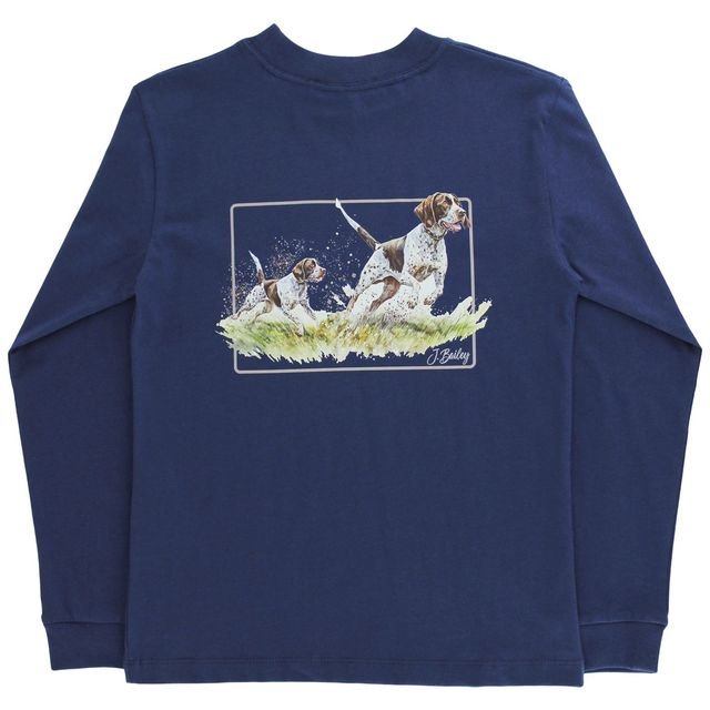 J. Bailey Long Sleeve Logo Tee Pointers on Navy - Fun & Fancy Children's Boutique