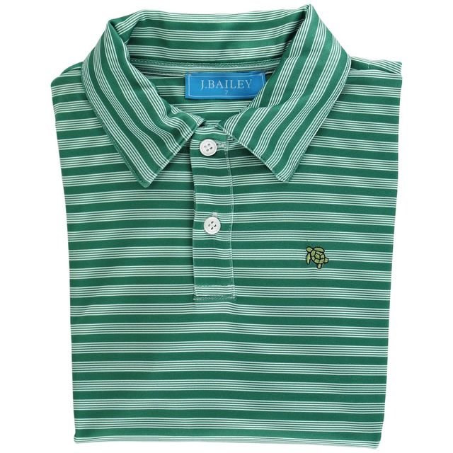 J. Bailey Long Sleeve Striped Performance Polo Evergreen - Fun & Fancy Children's Boutique