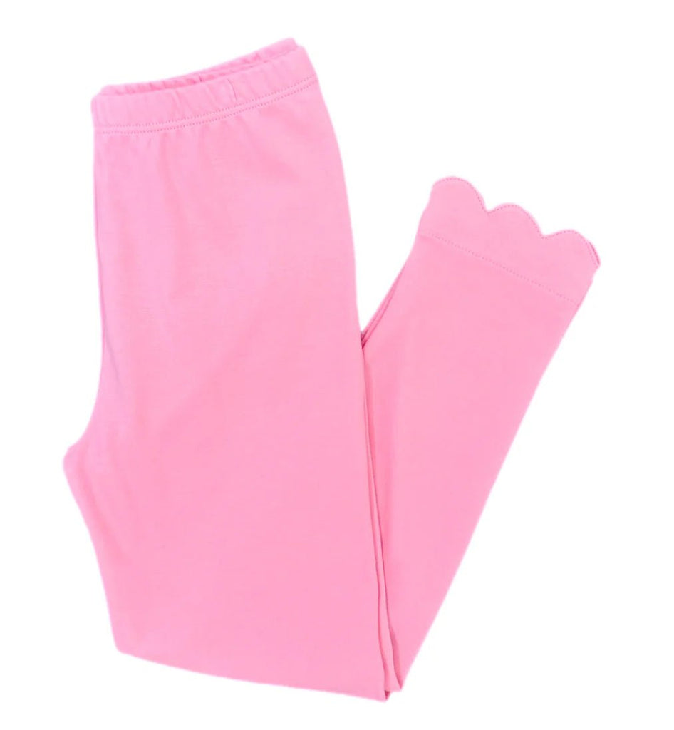 James & Lottie Pink Scalloped Leggings Pink Wreath - Fun & Fancy Children's Boutique