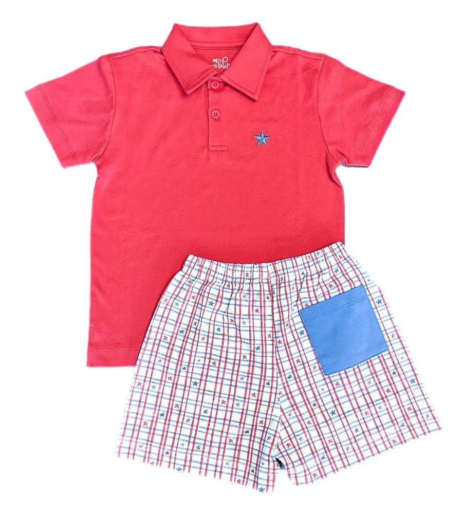 James & Lottie Red Polo with Star Patriotic Knit - Fun & Fancy Children's Boutique