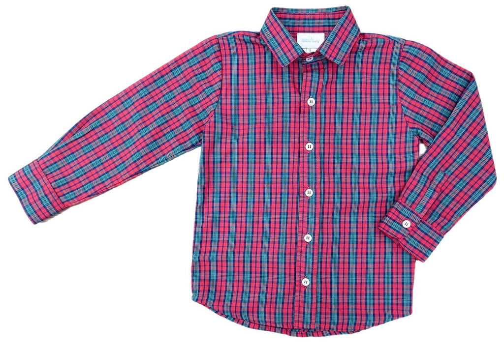 James & Lottie Ryan Button Down Shirt Red Christmas Plaid - Fun & Fancy Children's Boutique