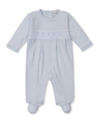 Kissy Kissy Footie with Hand Smocking CLB Fall 25 Light Blue - Fun & Fancy Children's Boutique