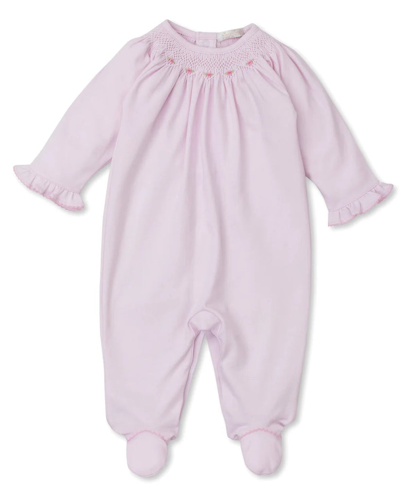 Kissy Kissy Footie with Hand Smocking CLB Summer Bishop 24 PInk - Fun & Fancy Children's Boutique