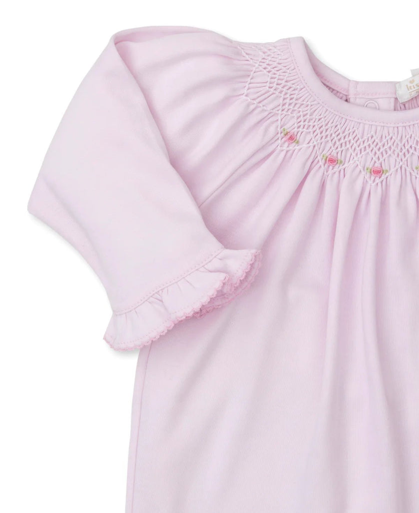 Kissy Kissy Footie with Hand Smocking CLB Summer Bishop 24 PInk - Fun & Fancy Children's Boutique