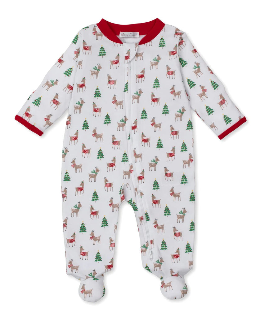 Kissy Kissy Footie with Zip Christmas Reindeer - Fun & Fancy Children's Boutique