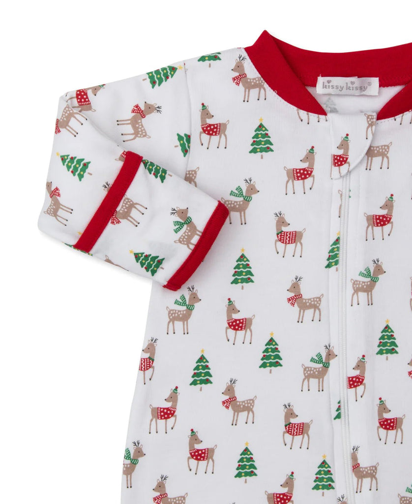 Kissy Kissy Footie with Zip Christmas Reindeer - Fun & Fancy Children's Boutique