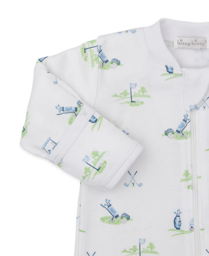 Kissy Kissy Footie with Zip Fairway Foursome - Fun & Fancy Children's Boutique