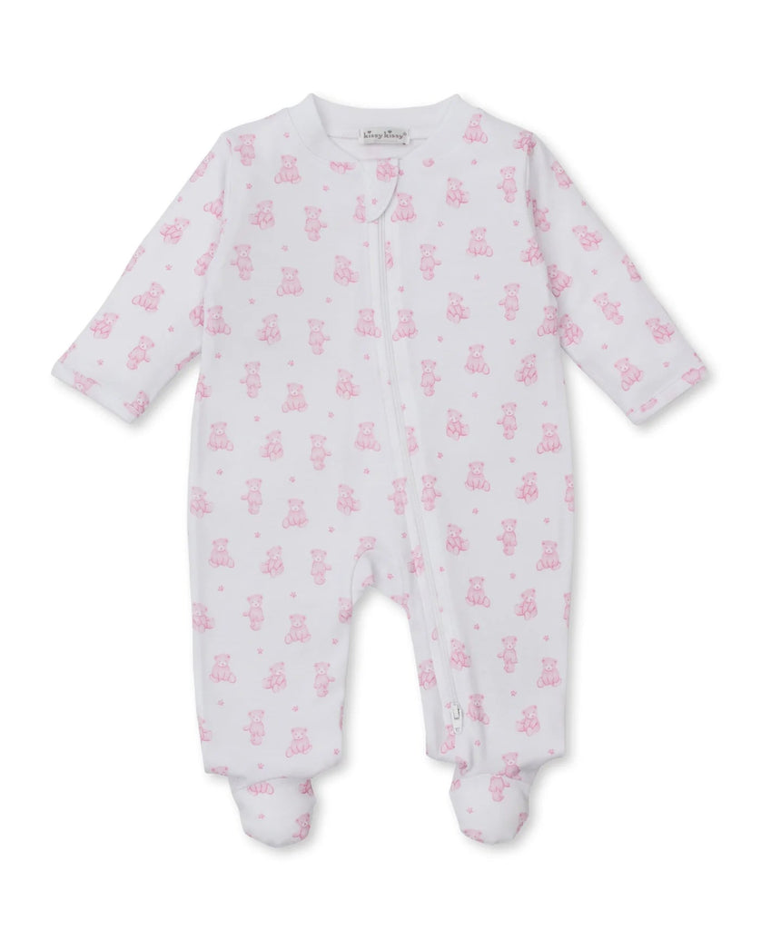 Kissy Kissy Footie with Zip Teddy Bear Time Pink - Fun & Fancy Children's Boutique