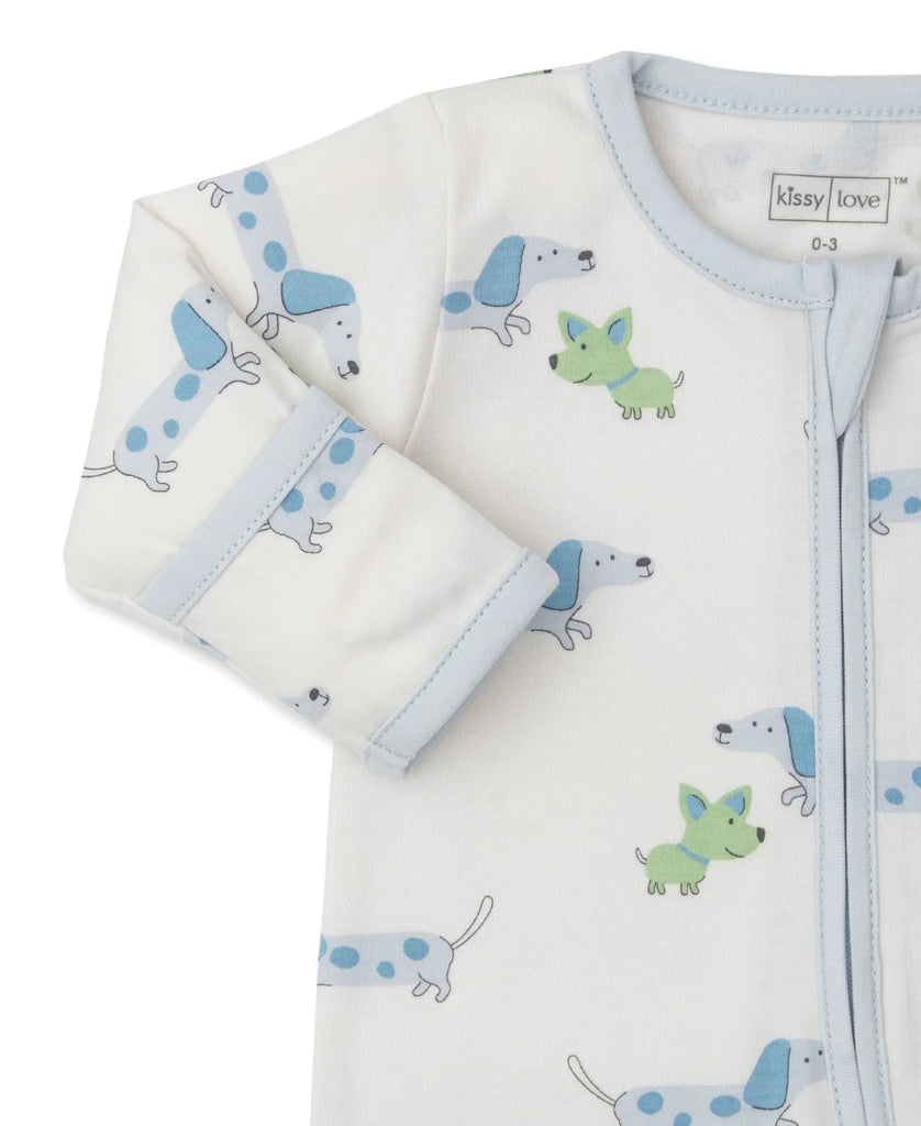 Kissy Love Footie with Zip Puppy Fun Print - Fun & Fancy Children's Boutique