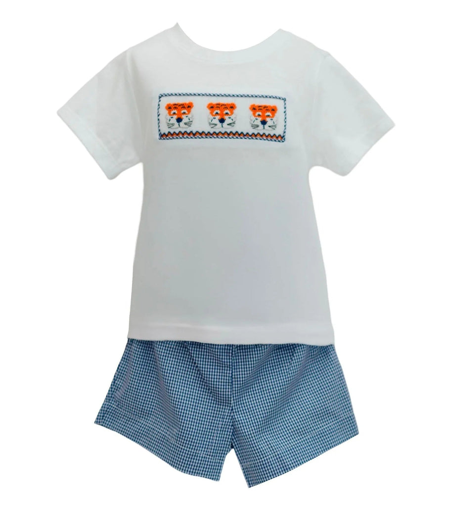 Krewe Kids Navy/Orange Tiger Smock Short Set - Fun & Fancy Children's Boutique