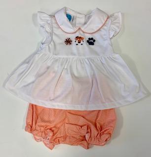 Krewe Kids Orange Navy Tiger French Knot Bloomer Set - Fun & Fancy Children's Boutique