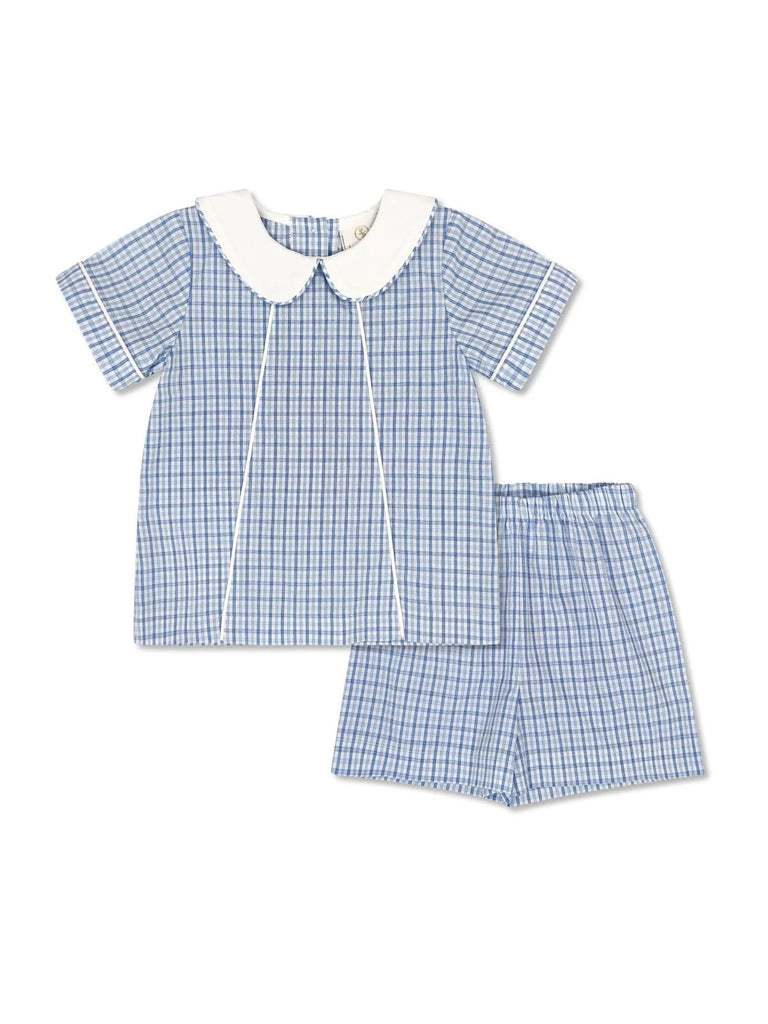 Lullaby Set Adam Short Set Billings Blue Plaid - Fun & Fancy Children's Boutique