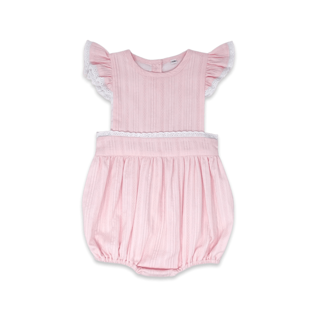 Lullaby Set Pinafore Bubble Pink Linen - Fun & Fancy Children's Boutique