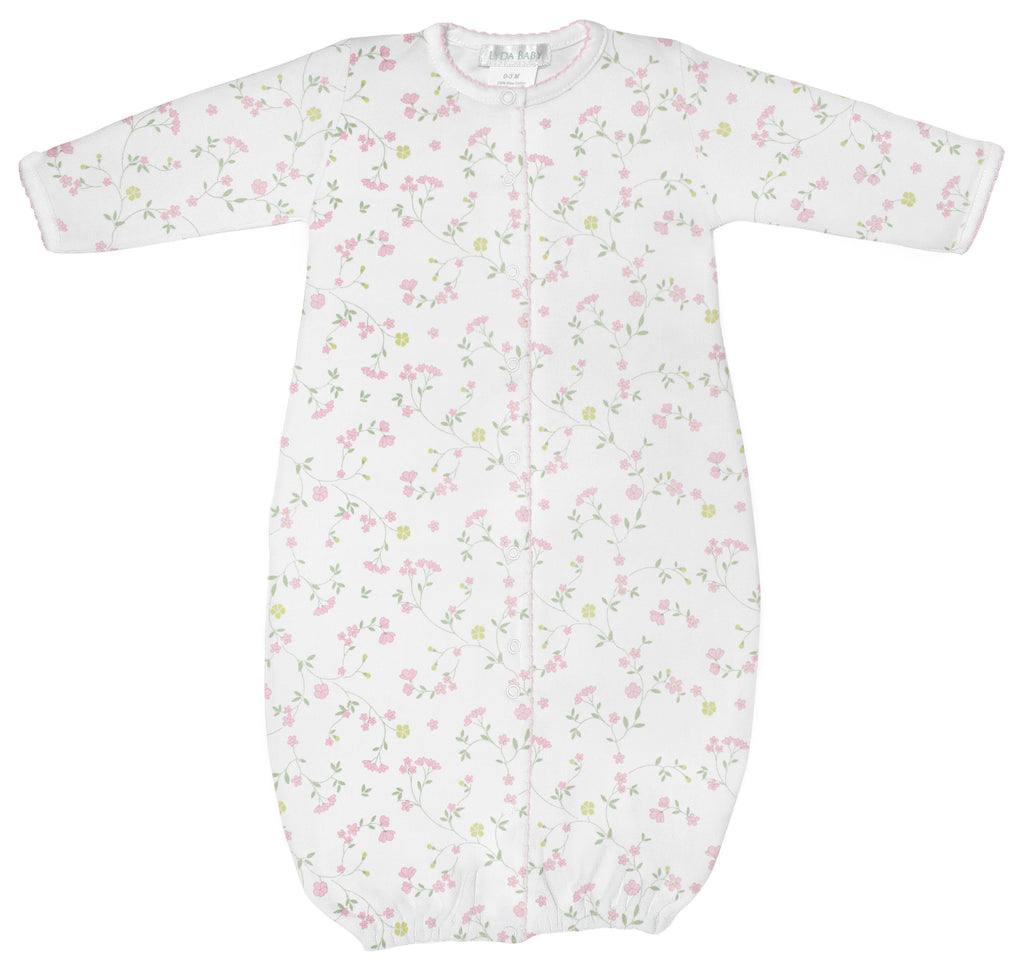 Lyda Baby Converter Gown Magnolia Flowers Print - Fun & Fancy Children's Boutique