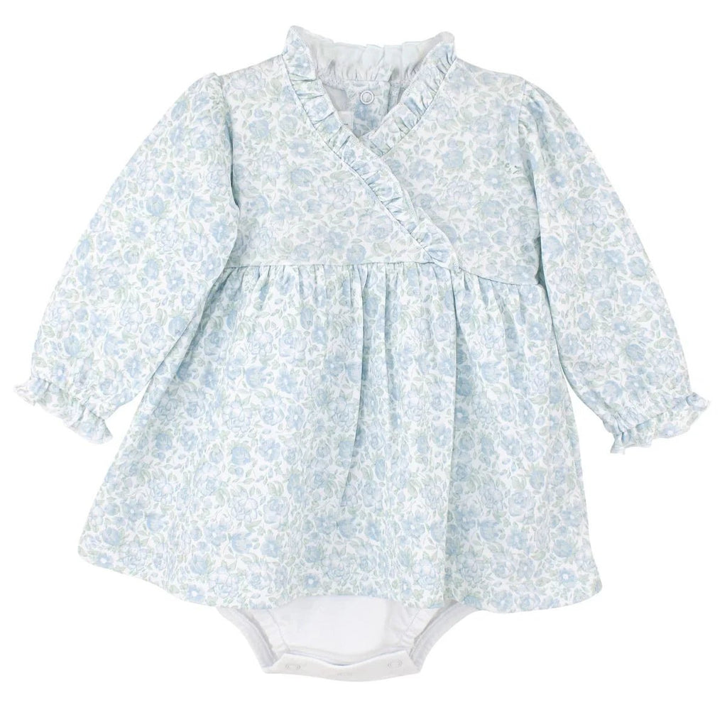 Lyda Baby Dress Set Elegant Blue Floral - Fun & Fancy Children's Boutique