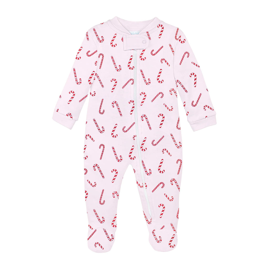 Lyda Baby Footie Candy Cane Pink - Fun & Fancy Children's Boutique