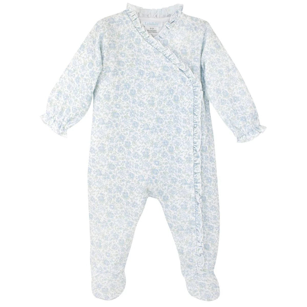 Lyda Baby Footie Elegant Blue Floral - Fun & Fancy Children's Boutique