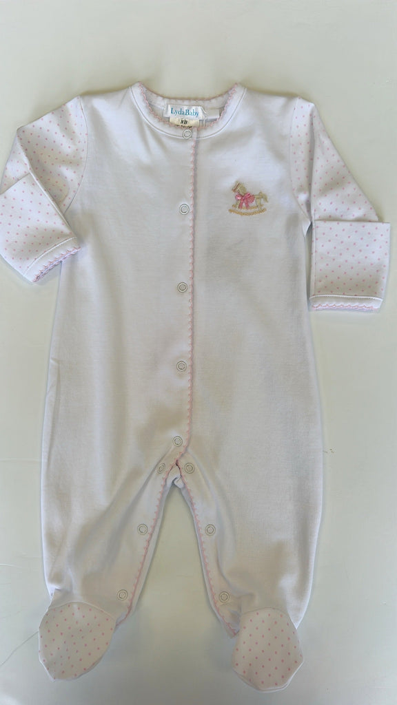 Lyda Baby Footie Wooden Rocking Horse Pink - Fun & Fancy Children's Boutique