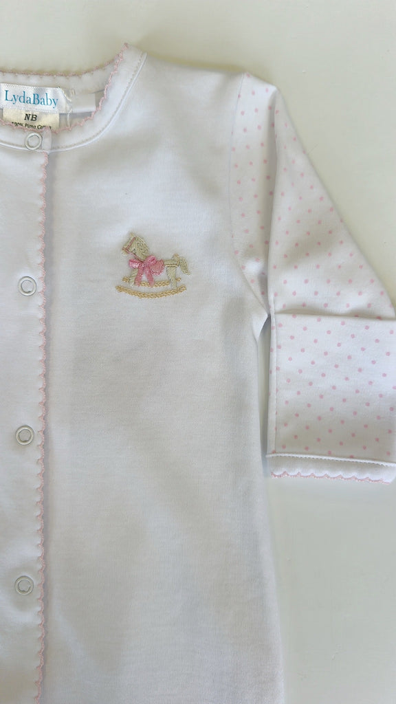 Lyda Baby Footie Wooden Rocking Horse Pink - Fun & Fancy Children's Boutique