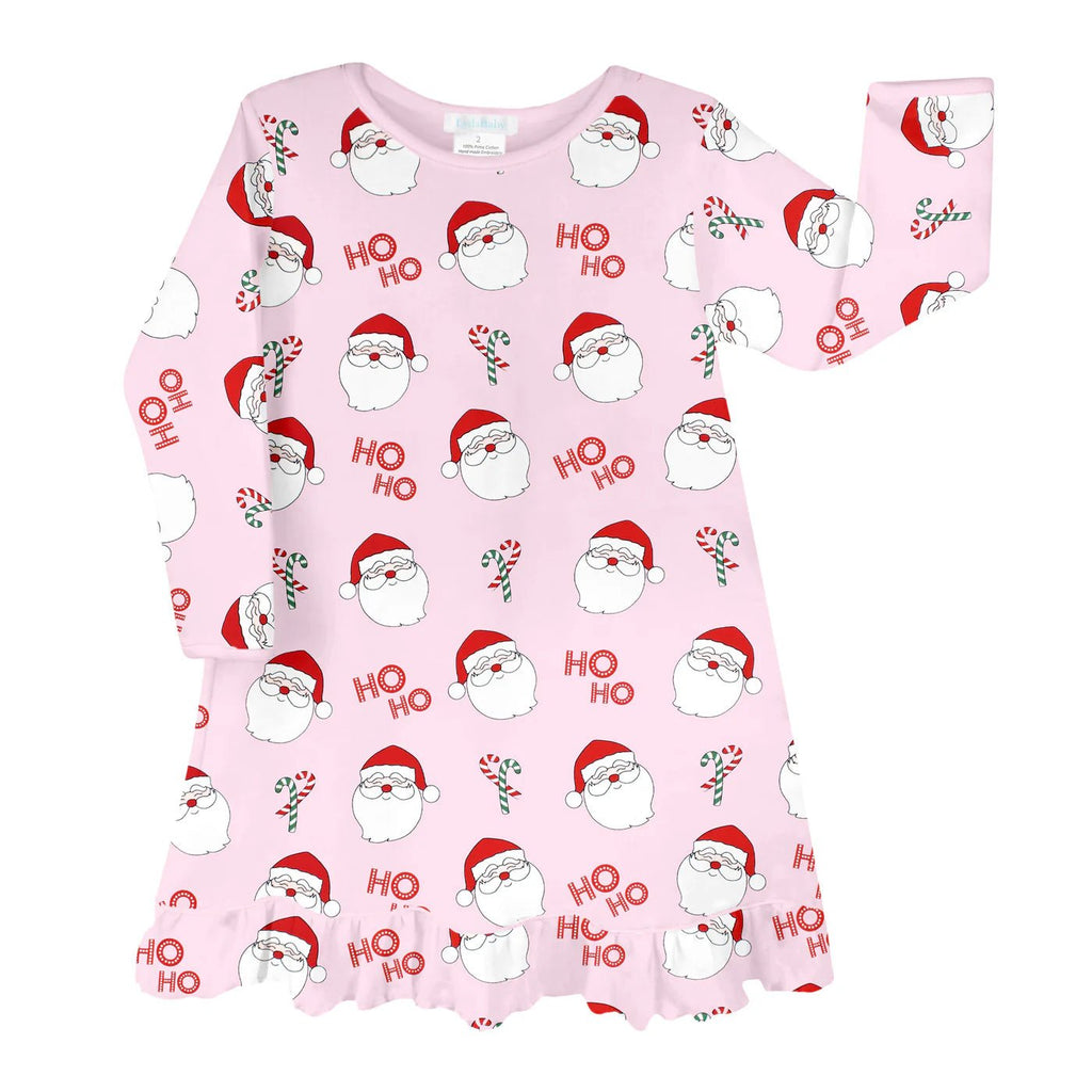 Lyda Baby Nightgown Jolly Santa Pink - Fun & Fancy Children's Boutique