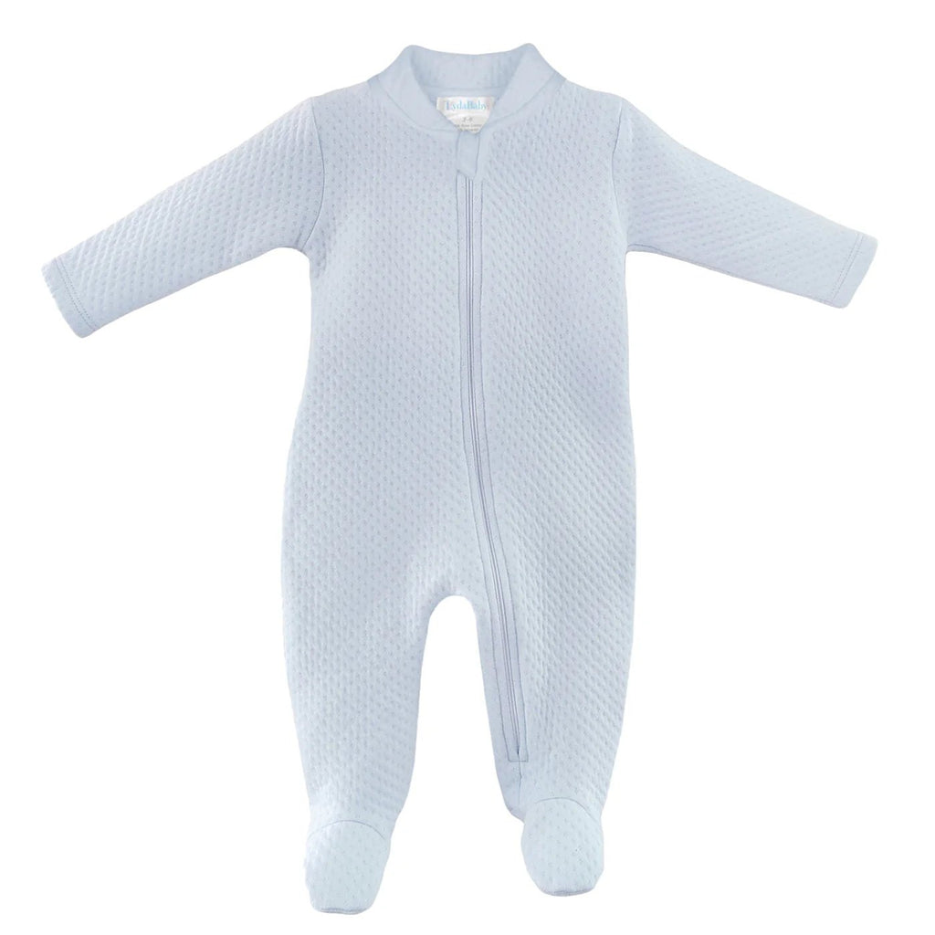 Lyda Baby Quilted Collection Footie Light Blue - Fun & Fancy Children's Boutique
