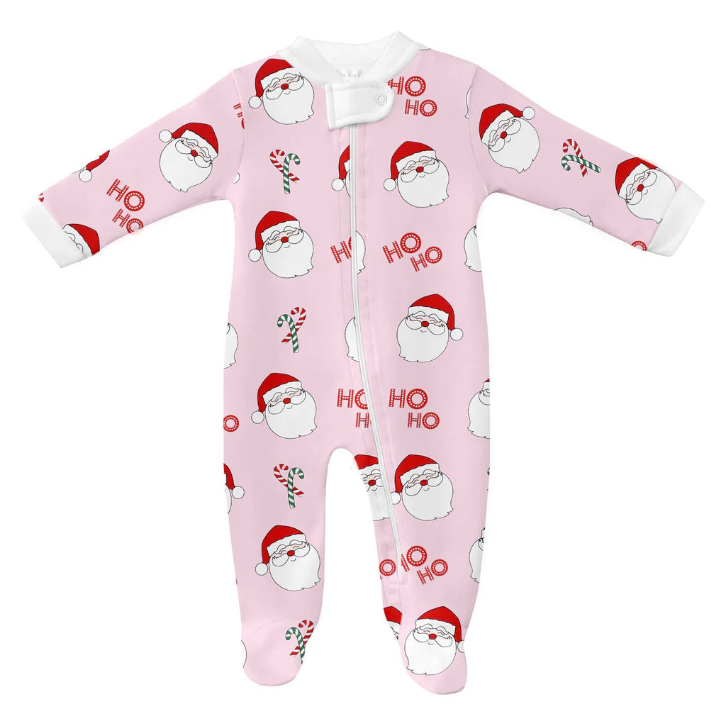 Lyda Baby Zip Footie Jolly Santa Pink - Fun & Fancy Children's Boutique