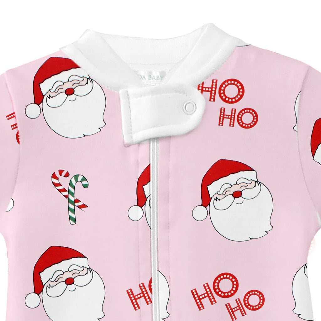 Lyda Baby Zip Footie Jolly Santa Pink - Fun & Fancy Children's Boutique