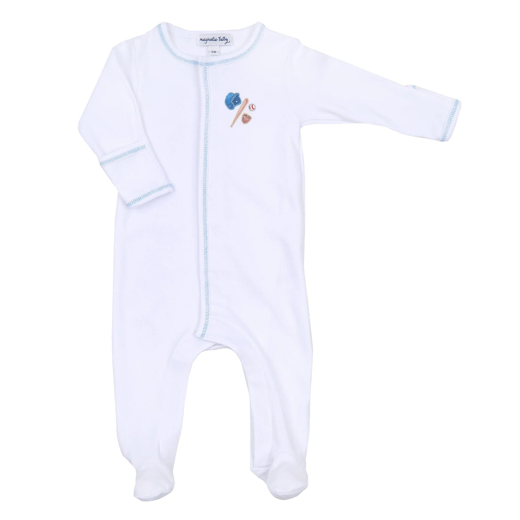 Magnolia Baby Field of Dreams Embroidered Footie Light Blue - Fun & Fancy Children's Boutique